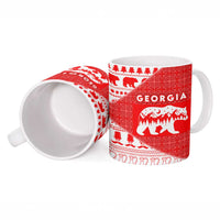 Georgia Christmas Ceramic Mug with Bear Mountains Forest Pattern and Traditional Georgian Design - Wonder Print Shop