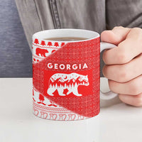 Georgia Christmas Ceramic Mug with Bear Mountains Forest Pattern and Traditional Georgian Design - Wonder Print Shop
