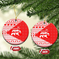 Georgia Christmas Ceramic Ornament with Bear Mountains Forest Pattern and Traditional Georgian Design - Wonder Print Shop