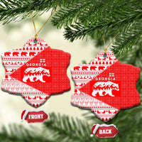 Georgia Christmas Ceramic Ornament with Bear Mountains Forest Pattern and Traditional Georgian Design - Wonder Print Shop