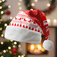 Georgia Christmas Santa Hat with Bear Mountains Forest Pattern and Traditional Georgian Design - Wonder Print Shop