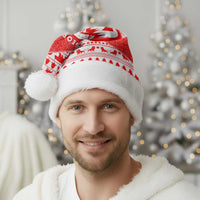 Georgia Christmas Santa Hat with Bear Mountains Forest Pattern and Traditional Georgian Design - Wonder Print Shop