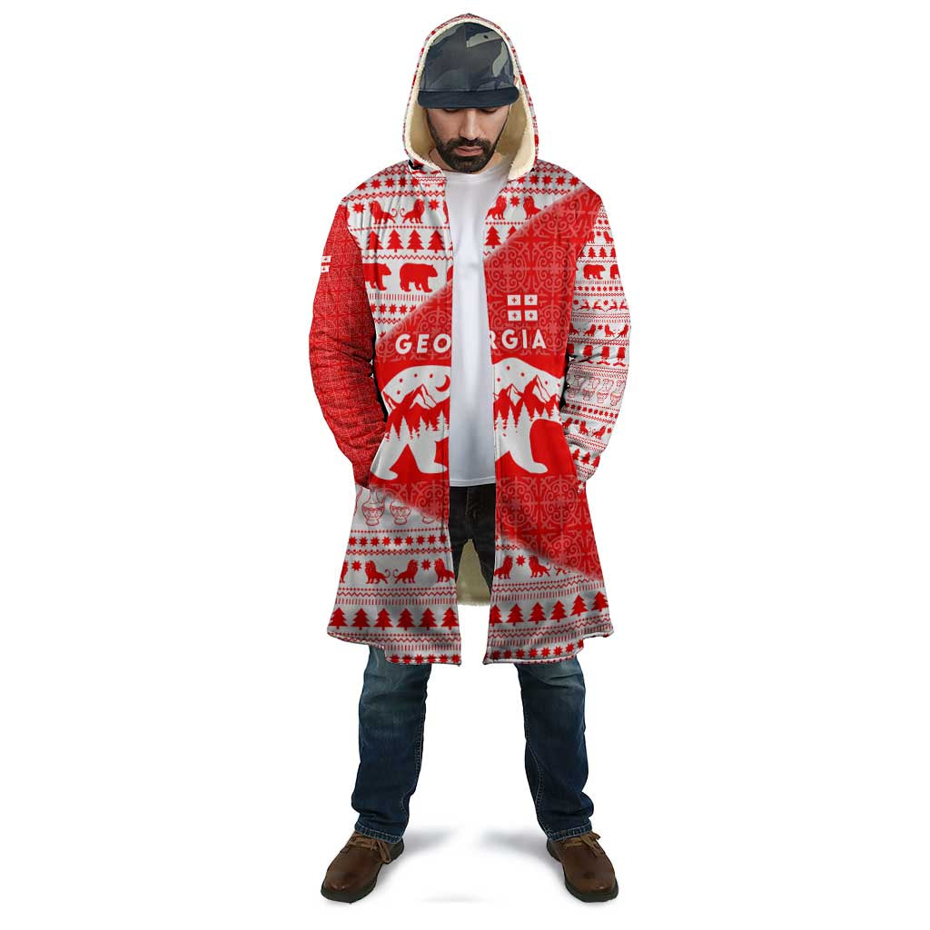 Georgia Christmas Cloak with Bear Mountains Forest Pattern and Traditional Georgian Design - Wonder Print Shop