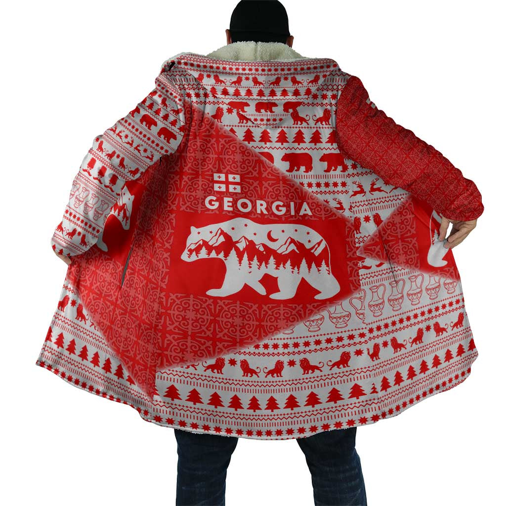 Georgia Christmas Cloak with Bear Mountains Forest Pattern and Traditional Georgian Design - Wonder Print Shop
