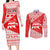 Georgia Christmas Couples Matching Long Sleeve Bodycon Dress and Long Sleeve Button Shirt with Bear Mountains Forest Pattern and Traditional Georgian Design - Wonder Print Shop