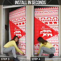 Georgia Christmas Door Cover with Bear Mountains Forest Pattern and Traditional Georgian Design - Wonder Print Shop