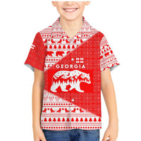 Georgia Christmas Family Matching Mermaid Dress and Hawaiian Shirt with Bear Mountains Forest Pattern and Traditional Georgian Design - Wonder Print Shop