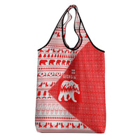 Georgia Christmas Grocery Bag with Bear Mountains Forest Pattern and Traditional Georgian Design - Wonder Print Shop
