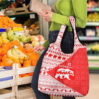 Georgia Christmas Grocery Bag with Bear Mountains Forest Pattern and Traditional Georgian Design - Wonder Print Shop