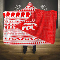 Georgia Christmas Hooded Blanket with Bear Mountains Forest Pattern and Traditional Georgian Design - Wonder Print Shop