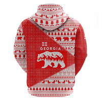 Georgia Christmas Hoodie with Bear Mountains Forest Pattern and Traditional Georgian Design - Wonder Print Shop