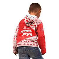 Georgia Christmas Kid Hoodie with Bear Mountains Forest Pattern and Traditional Georgian Design - Wonder Print Shop