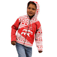 Georgia Christmas Kid Hoodie with Bear Mountains Forest Pattern and Traditional Georgian Design - Wonder Print Shop