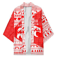 Georgia Christmas Kimono with Bear Mountains Forest Pattern and Traditional Georgian Design - Wonder Print Shop