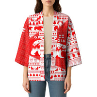 Georgia Christmas Kimono with Bear Mountains Forest Pattern and Traditional Georgian Design - Wonder Print Shop