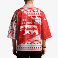 Georgia Christmas Kimono with Bear Mountains Forest Pattern and Traditional Georgian Design - Wonder Print Shop