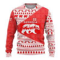 Georgia Christmas Ugly Christmas Sweater with Bear Mountains Forest Pattern and Traditional Georgian Design - Wonder Print Shop