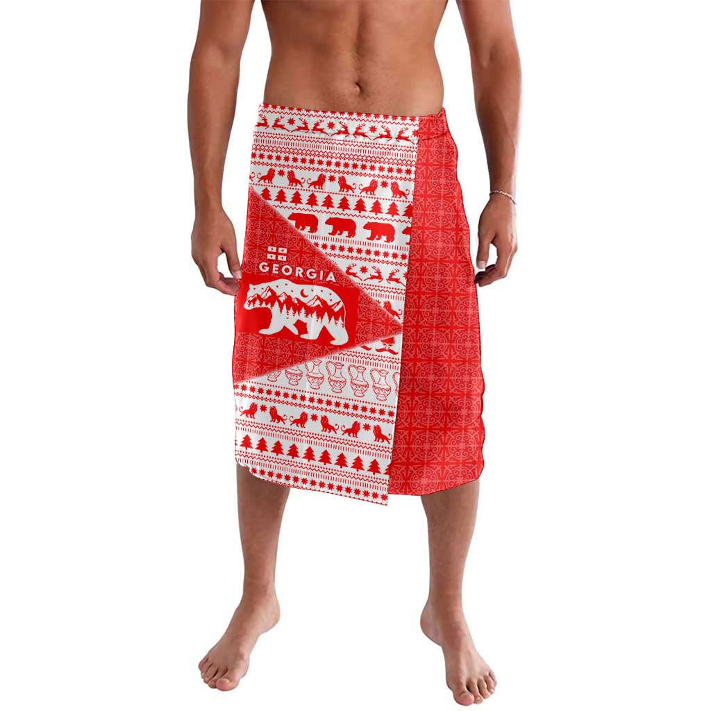 Georgia Christmas Lavalava with Bear Mountains Forest Pattern and Traditional Georgian Design - Wonder Print Shop