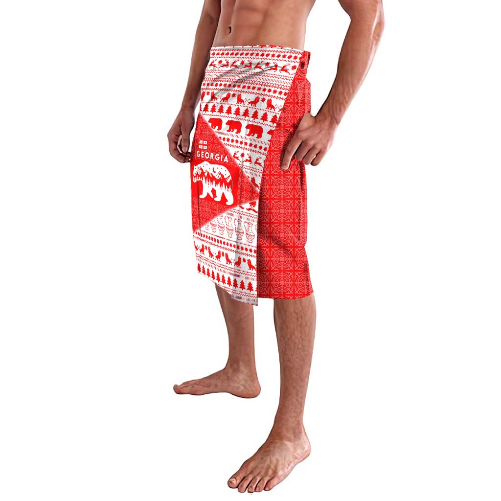 Georgia Christmas Lavalava with Bear Mountains Forest Pattern and Traditional Georgian Design - Wonder Print Shop