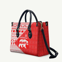 Georgia Christmas Leather Bag with Bear Mountains Forest Pattern and Traditional Georgian Design - Wonder Print Shop