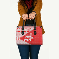 Georgia Christmas Leather Bag with Bear Mountains Forest Pattern and Traditional Georgian Design - Wonder Print Shop