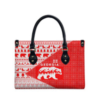 Georgia Christmas Leather Bag with Bear Mountains Forest Pattern and Traditional Georgian Design - Wonder Print Shop