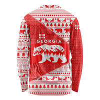 Georgia Christmas Long Sleeve Shirt with Bear Mountains Forest Pattern and Traditional Georgian Design - Wonder Print Shop