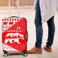 Georgia Christmas Luggage Cover with Bear Mountains Forest Pattern and Traditional Georgian Design - Wonder Print Shop