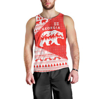 Georgia Christmas Men Tank Top with Bear Mountains Forest Pattern and Traditional Georgian Design - Wonder Print Shop