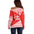Georgia Christmas Off Shoulder Sweater with Bear Mountains Forest Pattern and Traditional Georgian Design - Wonder Print Shop