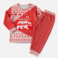 Georgia Christmas Pajama Set with Bear Mountains Forest Pattern and Traditional Georgian Design - Wonder Print Shop