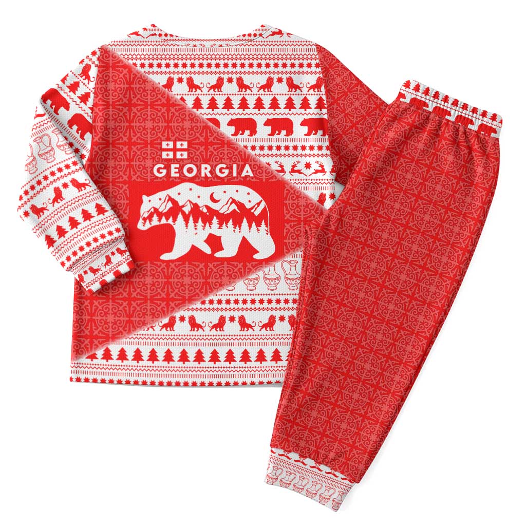 Georgia Christmas Pajama Set with Bear Mountains Forest Pattern and Traditional Georgian Design - Wonder Print Shop