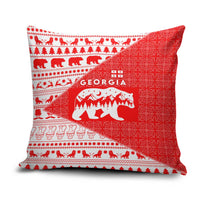 Georgia Christmas Pillow Cover with Bear Mountains Forest Pattern and Traditional Georgian Design - Wonder Print Shop