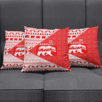 Georgia Christmas Pillow Cover with Bear Mountains Forest Pattern and Traditional Georgian Design - Wonder Print Shop