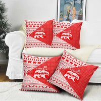 Georgia Christmas Pillow Cover with Bear Mountains Forest Pattern and Traditional Georgian Design - Wonder Print Shop
