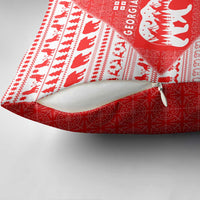 Georgia Christmas Pillow Cover with Bear Mountains Forest Pattern and Traditional Georgian Design - Wonder Print Shop