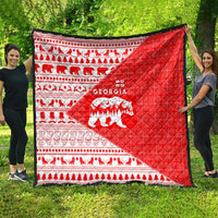 Georgia Christmas Quilt with Bear Mountains Forest Pattern and Traditional Georgian Design - Wonder Print Shop