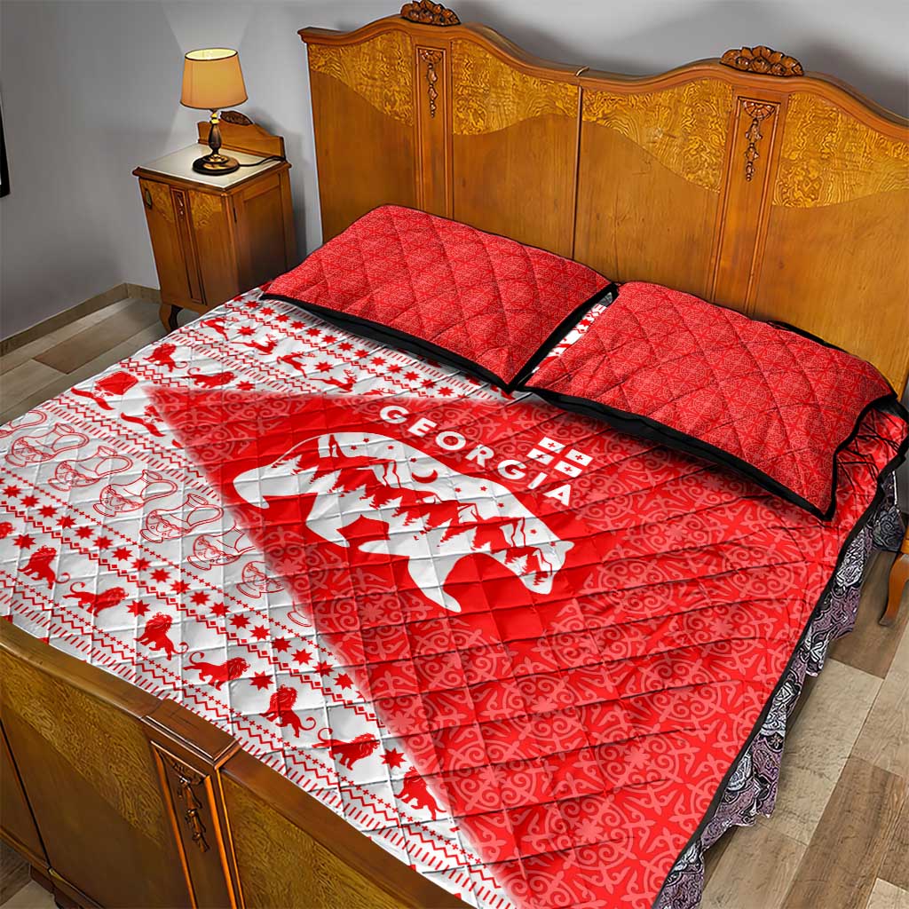 Georgia Christmas Quilt Bed Set with Bear Mountains Forest Pattern and Traditional Georgian Design - Wonder Print Shop