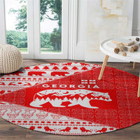 Georgia Christmas Round Carpet with Bear Mountains Forest Pattern and Traditional Georgian Design - Wonder Print Shop
