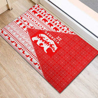 Georgia Christmas Rubber Doormat with Bear Mountains Forest Pattern and Traditional Georgian Design - Wonder Print Shop