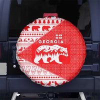 Georgia Christmas Spare Tire Cover with Bear Mountains Forest Pattern and Traditional Georgian Design - Wonder Print Shop