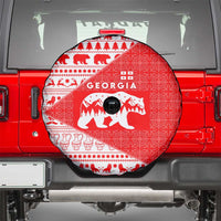Georgia Christmas Spare Tire Cover with Bear Mountains Forest Pattern and Traditional Georgian Design - Wonder Print Shop