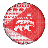 Georgia Christmas Spare Tire Cover with Bear Mountains Forest Pattern and Traditional Georgian Design - Wonder Print Shop