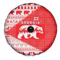 Georgia Christmas Spare Tire Cover with Bear Mountains Forest Pattern and Traditional Georgian Design - Wonder Print Shop