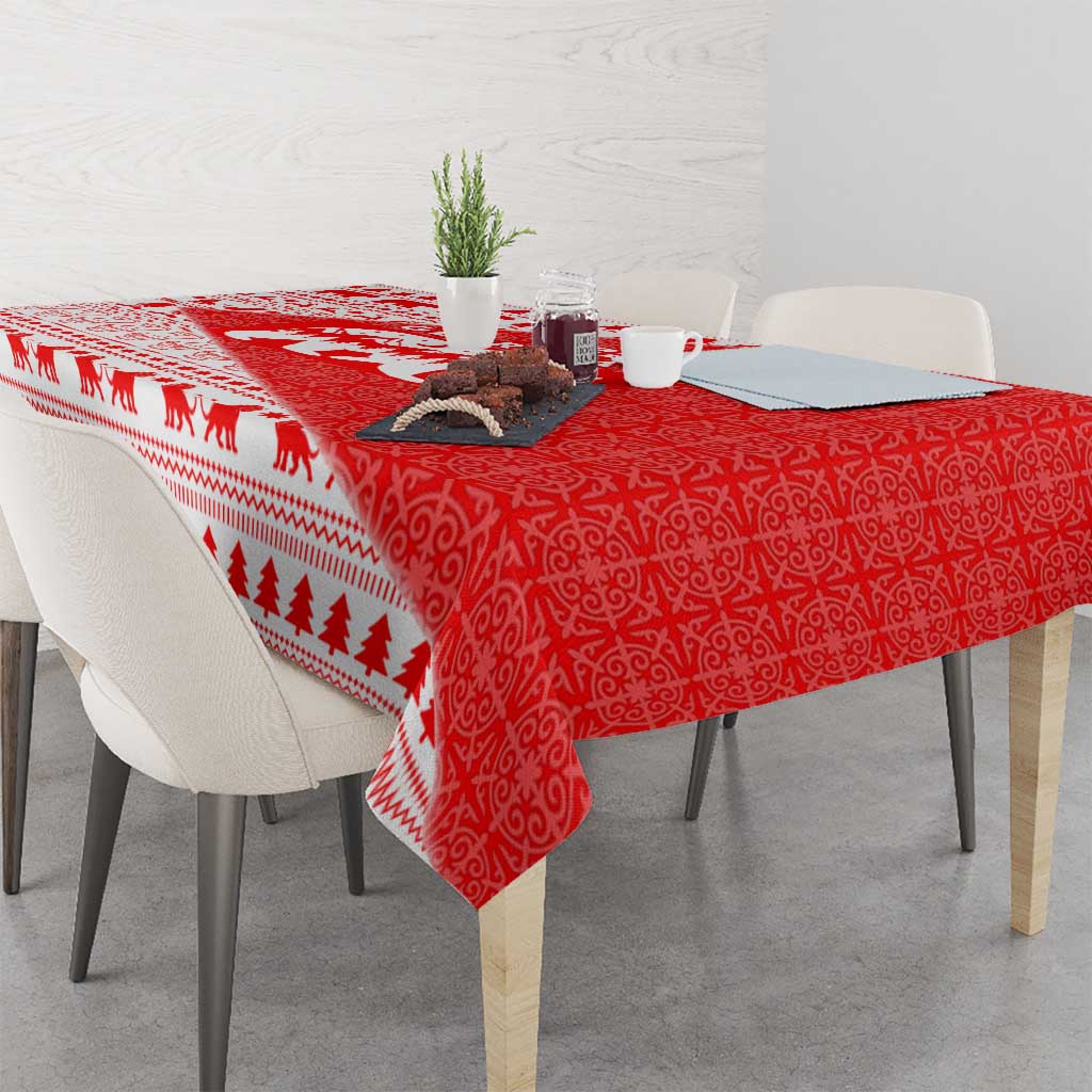 Georgia Christmas Tablecloth with Bear Mountains Forest Pattern and Traditional Georgian Design - Wonder Print Shop