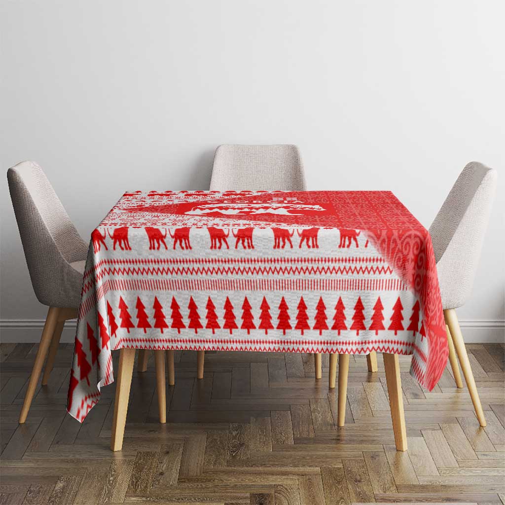 Georgia Christmas Tablecloth with Bear Mountains Forest Pattern and Traditional Georgian Design - Wonder Print Shop