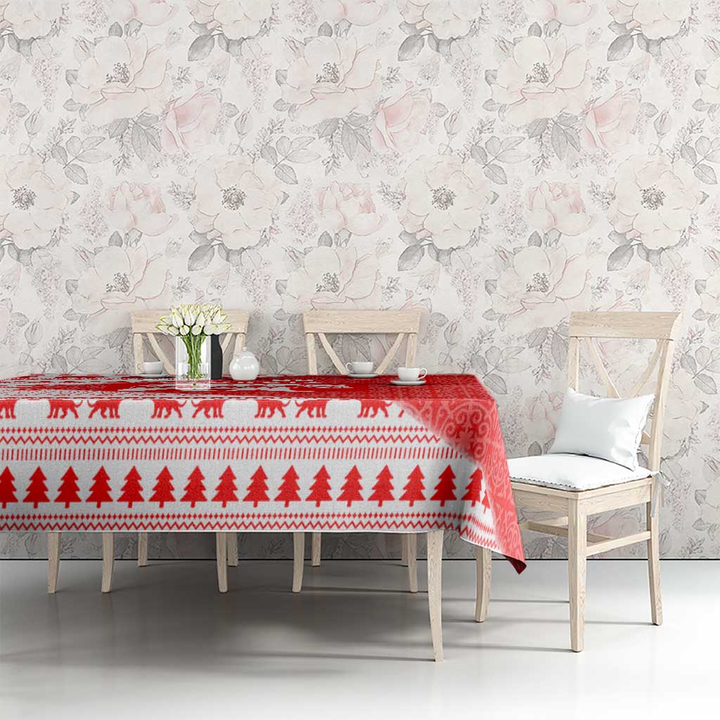 Georgia Christmas Tablecloth with Bear Mountains Forest Pattern and Traditional Georgian Design - Wonder Print Shop