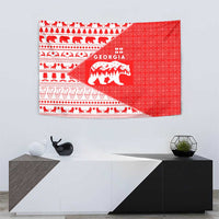 Georgia Christmas Tapestry with Bear Mountains Forest Pattern and Traditional Georgian Design - Wonder Print Shop