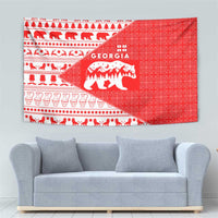 Georgia Christmas Tapestry with Bear Mountains Forest Pattern and Traditional Georgian Design - Wonder Print Shop