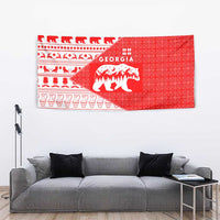 Georgia Christmas Tapestry with Bear Mountains Forest Pattern and Traditional Georgian Design - Wonder Print Shop